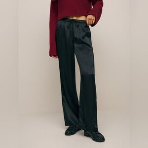 Reformation XSP XS Olina Black Silk Drawstring Pants Petite